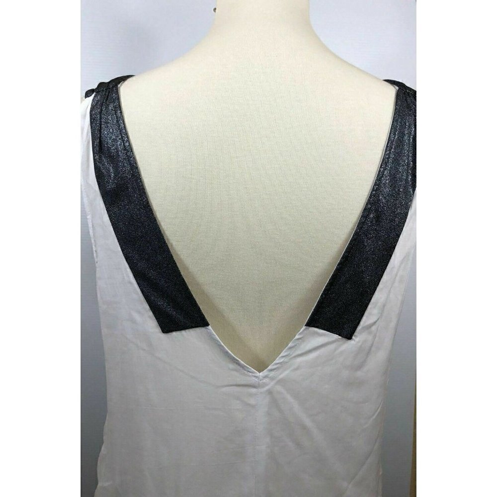 Current Affair  White Shimmer Hi Low Tank Top L - Picture 6 of 7